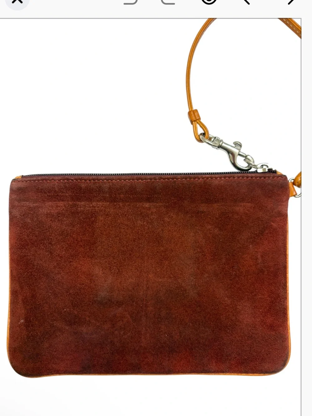Coach vintage y2k logo red rust burnt sienna Suede Wristlet Pouch bag